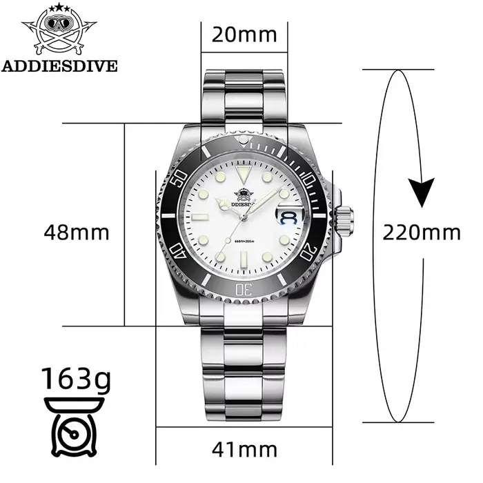 ADDIESDIVE montre pour hommes montre-bracelet à Quartz 200m étanche plongée lunette en céramique lumineux 316L acier