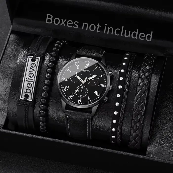 4/5 pièces mode hommes montres homme d'affaires Quartz montre-bracelet Vintage en cuir Bracelets ensemble Reloj Hombre (sans boîte)