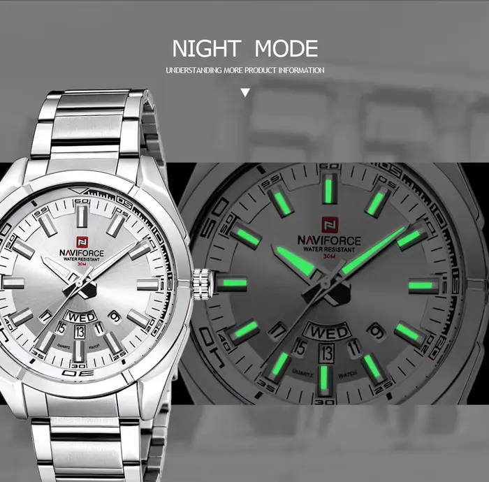 NAVIFORCE montre décontractée classique pour hommes en acier inoxydable teel Sport étanche