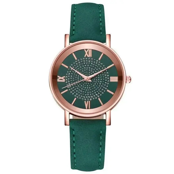 Montre-bracelet à cadran en biscuits pour femme, bracelet en cuir, montre sans fil rapide, mode déco