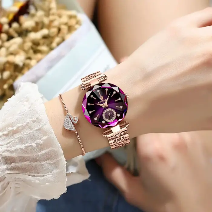 Montre-Bracelet de Luxe à Cadran Diamant pour Femme