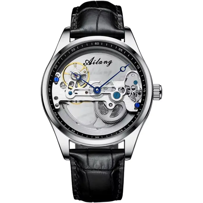 AILANG 8625 Montre mécanique automatique à mouvement squelette entièrement transparent pour homme, b