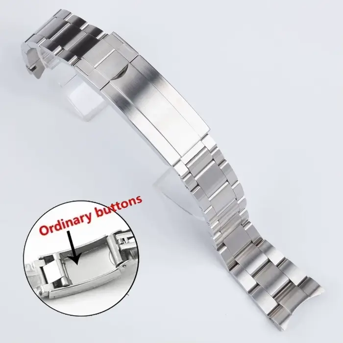 Bracelet de montre en acier inoxydable massif 904L, 20mm de largeur, Bracelet huître brossé poli, bo