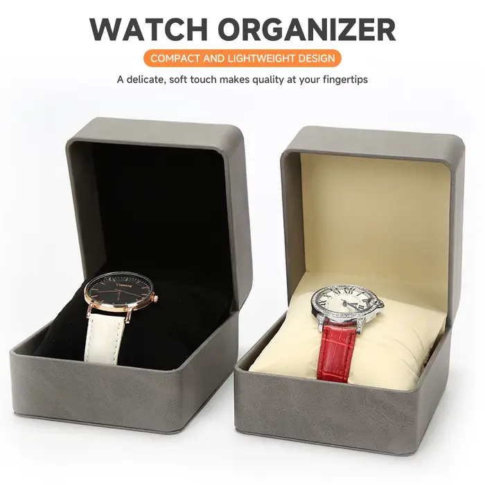 Boîte à montre en cuir de luxe élégante pour homme avec gravure dorée et rangement pratique pour montres à clapet et bijoux occasions spéciales