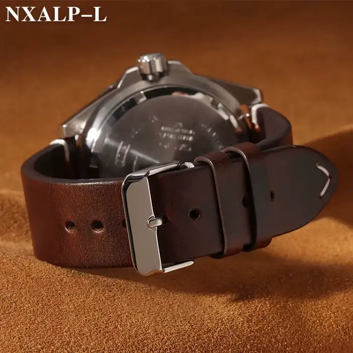 Bracelet de montre Vintage en cuir de cire d'huile pour Omega