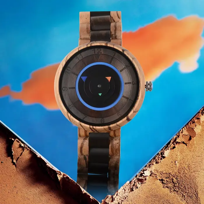 Montre en bois créative rétro à quartz