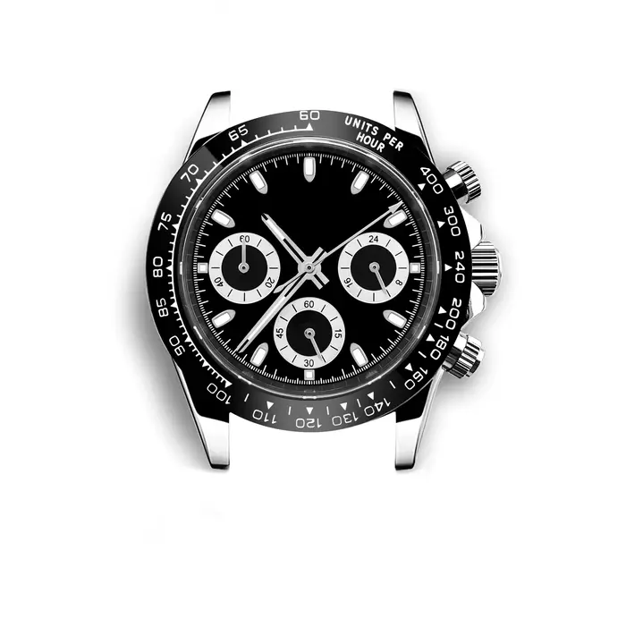 Neiton 39mm VK63 boîtier de mouvement Panda trois yeux saphir chronographie acier inoxydable étanche or bleu noir