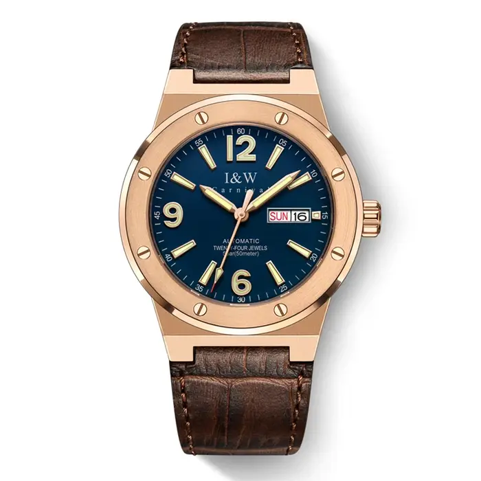 Montre homme Carnival automatique avec résistance à l'eau 5 barres pour homme élégance et polyvalence montres mécaniques acier inoxydable cuir bracelet quartz analogique multifonction horlogerie de luxe occasions spéciales