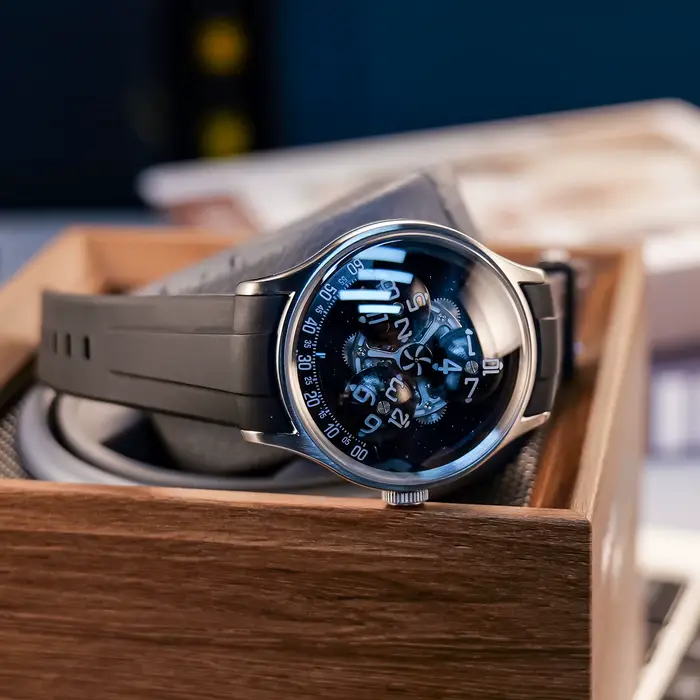 Nouvelle montre OBLVLO en acier inoxydable avec bracelet en silicone pour hommes style luxe ocasions formelles et décontractées
