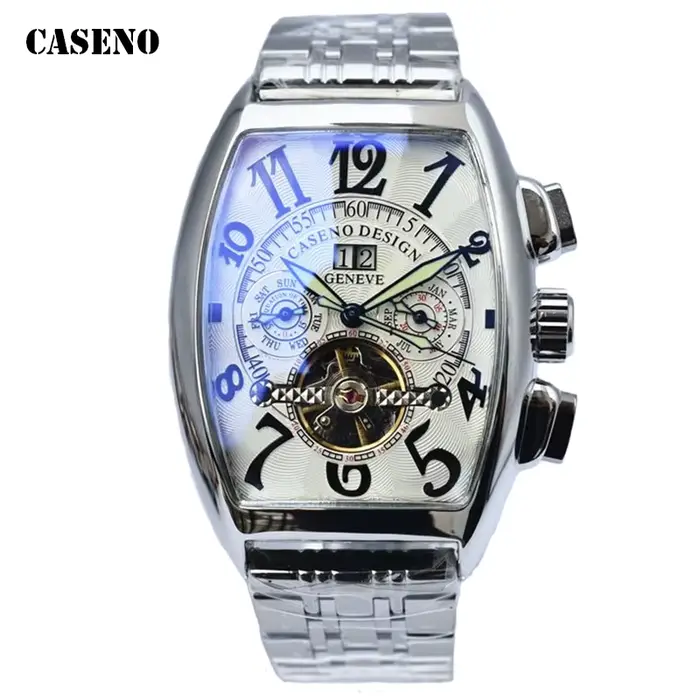 Montres mécaniques Rigas automatiques squelette tourbillon acier inoxydable pour hommes occasions spéciales robuste élégante