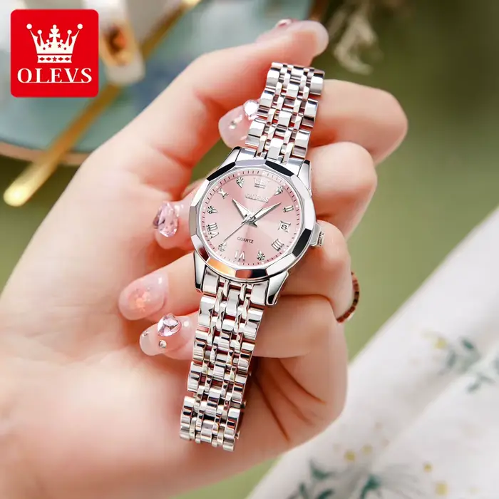 Montre élégante pour femmes en acier inoxydable avec mouvement Quartz, résistance à l'eau, design lumineux et personnalisation de couleur
