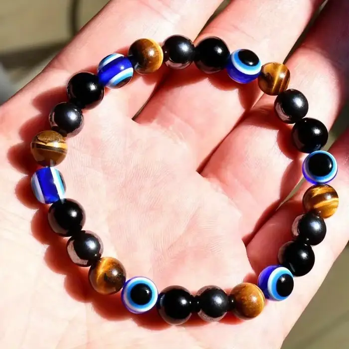 Bracelet symbolique en pierre de protection et de richesse pour femmes et hommes, cadeau d'anniversaire, bijou d'amitié, design ethnique, pierre principale oeil de tigre