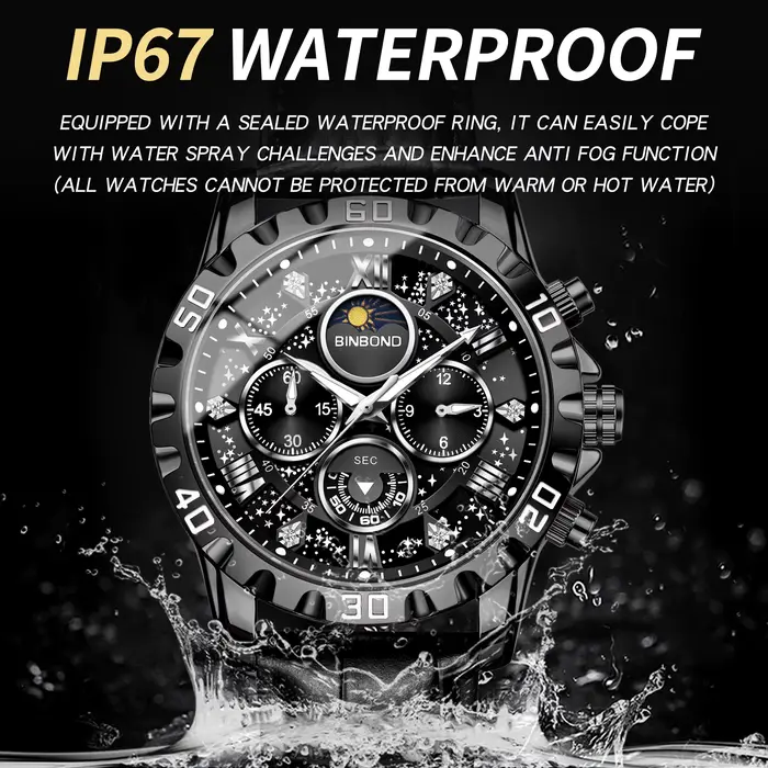 Montres en quartz authentiques BINBOND pour hommes