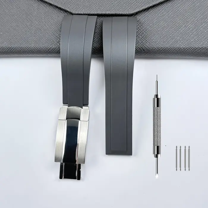 Bracelet de montre en caoutchouc de 20 mm, fermoir en acier inoxydable, sangle réglable, compatible 
