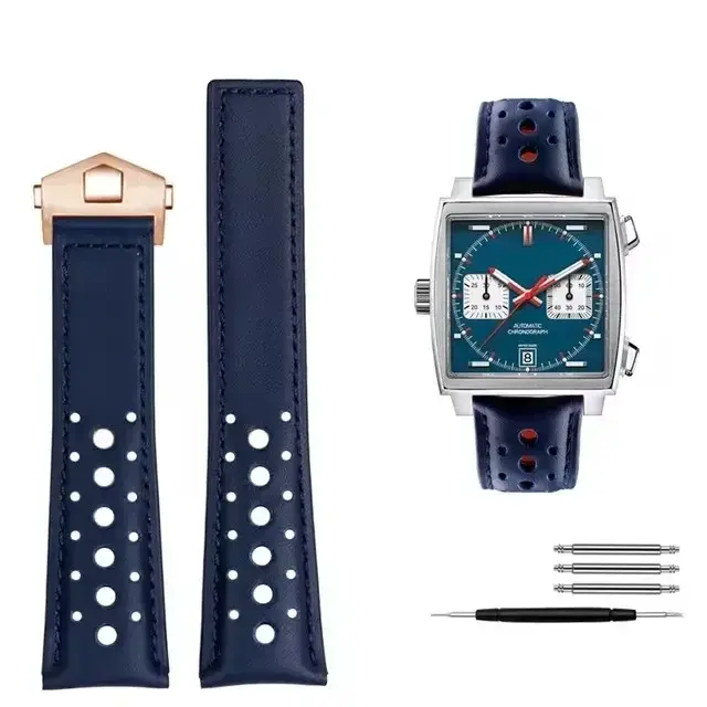 Bracelet de montre élégant en cuir véritable pour homme