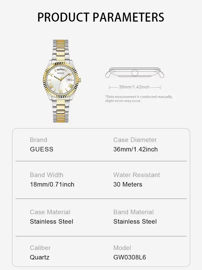 Montres de luxe pour femmes Guess GW0308L6 Luna en acier inoxydable avec strass
