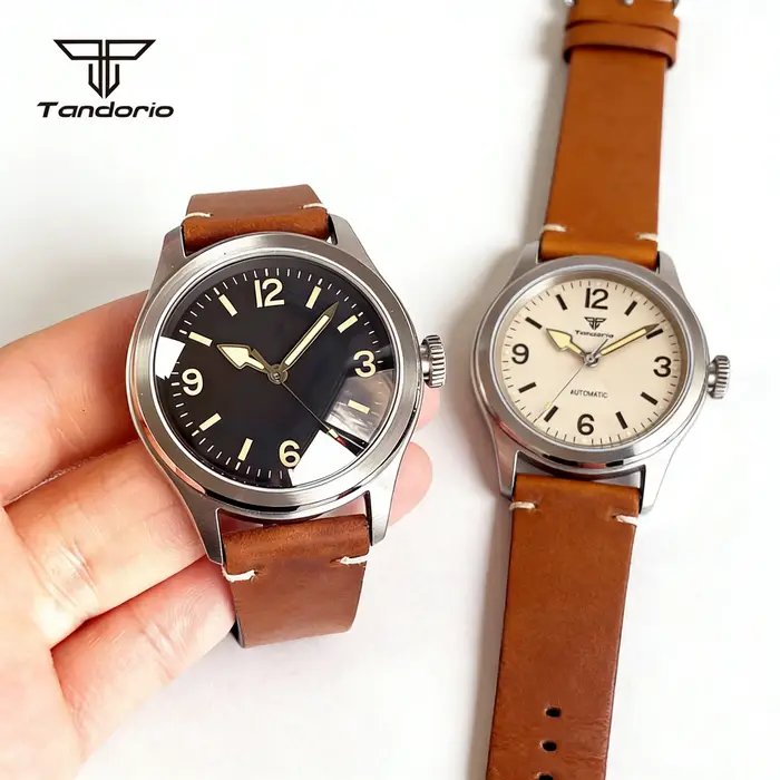 Montre de Terrain Tandorio 38mm Mécanique Automatique Vintage Lumineuse Occasions Spéciales Hommes
