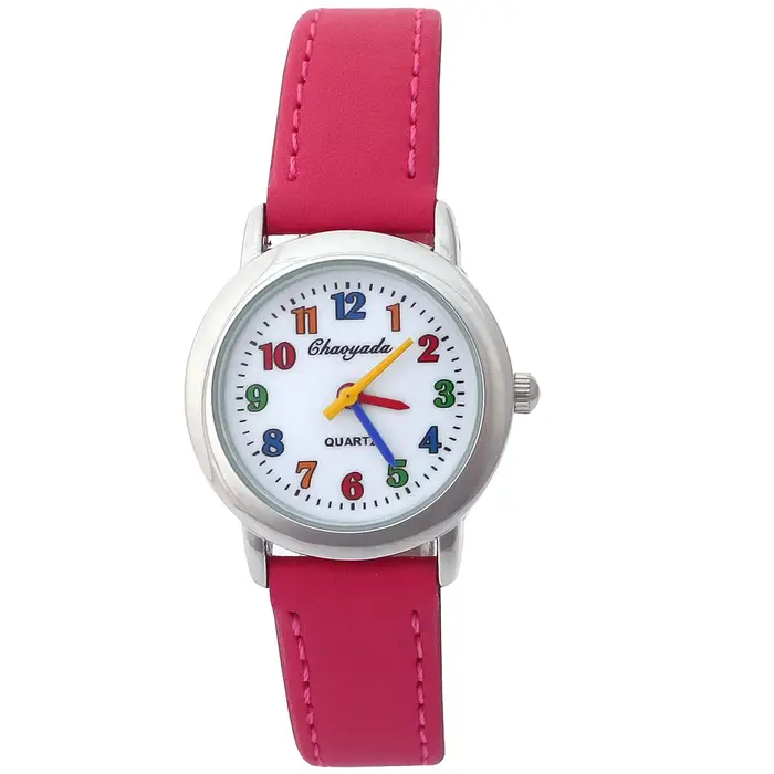 Montre en cuir à cadran coloré pour enfants adolescents filles garçons occasionnels spéciales