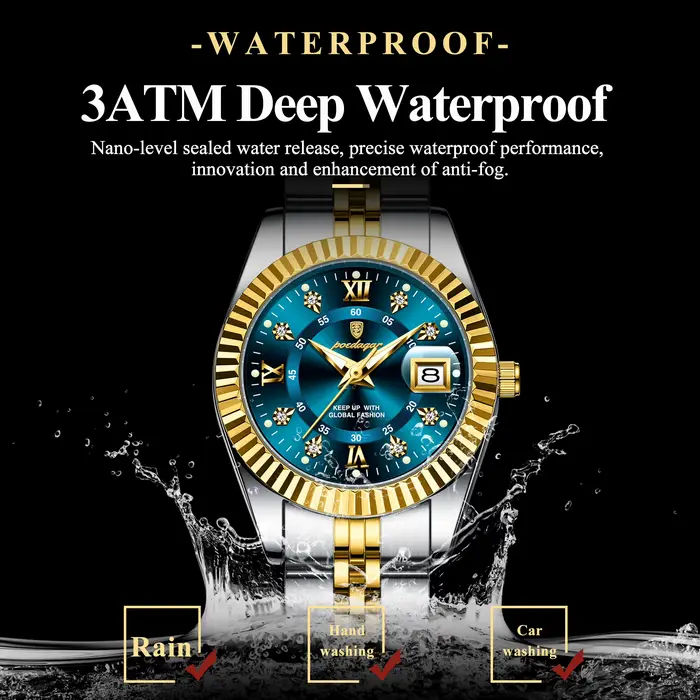 Montre POEDAGAR élégante en acier inoxydable avec fonction date automatique et résistance à l'eau pour femmes occasions spéciales