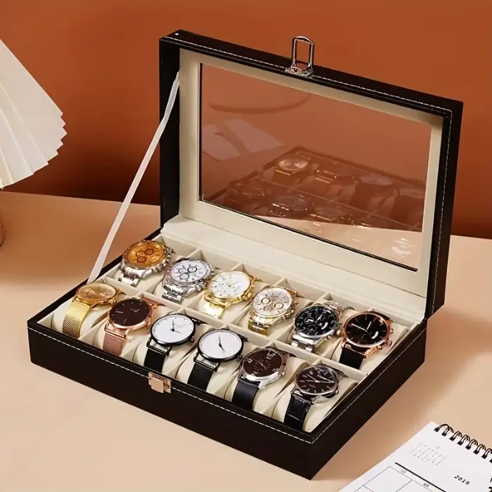Nouvelle Boîte de Rangement de Luxe 2026 pour 12 Montres avec Serrure Sécurisée