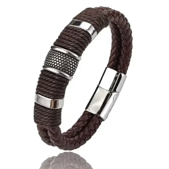 Bracelet en cuir véritable pour hommes