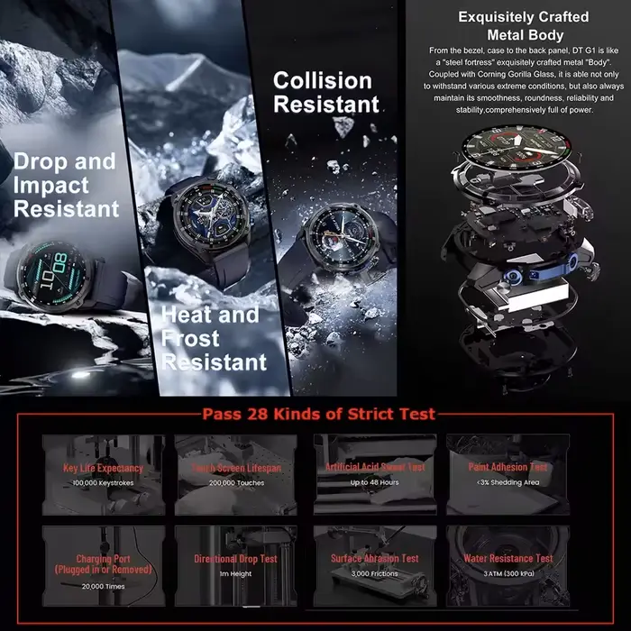 Montre connectée GPS avec carte terrain, résistante aux chocs, pour sportifs et aventuriers, suivi de fitness, sommeil et fréquence cardiaque, étanche jusqu'à 100m