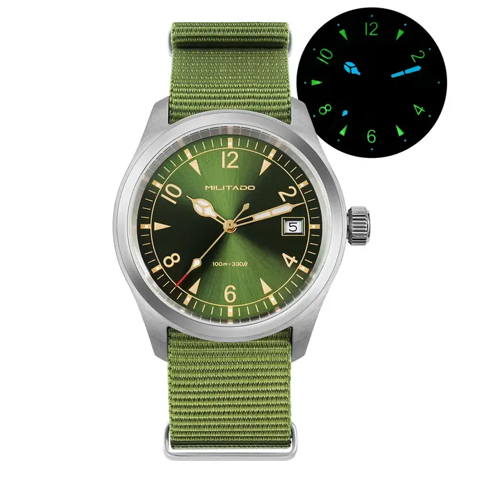 Militado ML08 montre à Quartz Ronda 515 mouvement dôme saphir montre-bracelet BGW9 lumineux 10Bar étanche 38mm montres Vintage