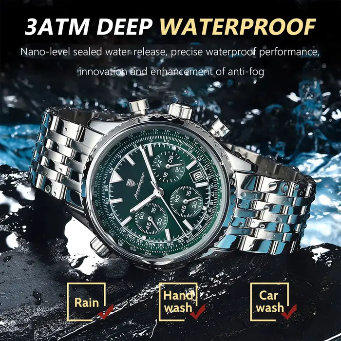 POEDAGAR montres de luxe pour hommes Date chronographe en acier inoxydable homme montre étanche lumineux Sport militaire