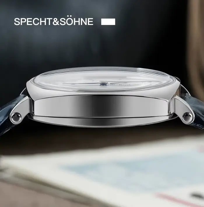 Specht & Söhne nouvelle montre Vintage 38mm pour hommes or Rose saphir cristal en cuir véritable montre-bracelet automatique 5ATM étanche