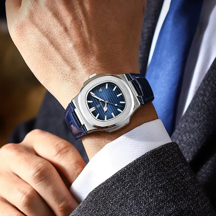 POEDAGAR haut de gamme carré homme montre Date étanche lumineux hommes montre-bracelet de haute qual
