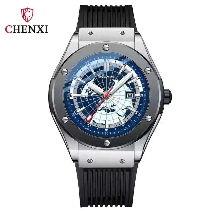 CHENXI 82442 montre à Quartz pour hommes Unique carte du monde cadran simulé militaire étanche calen