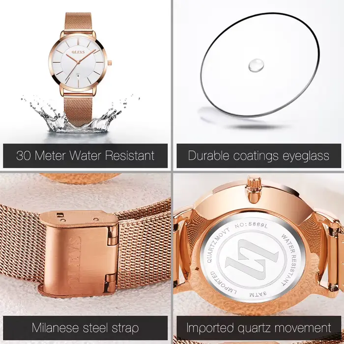 OLEVS – montre de luxe à Quartz pour femmes