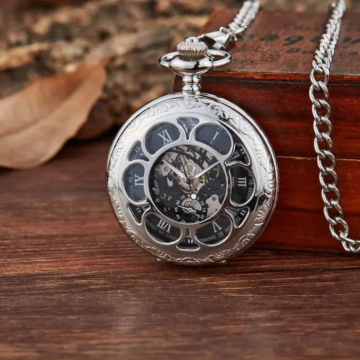Montre à gousset — Montre de poche mécanique rétro squelette