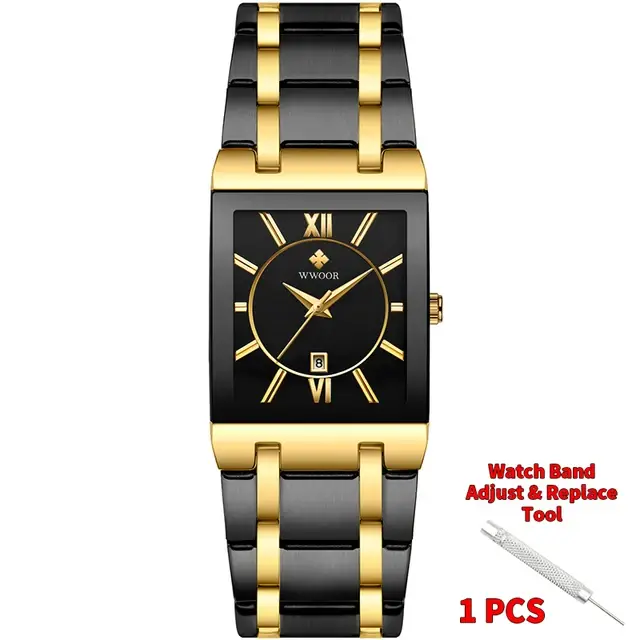 WWOOR – montre carrée blanche pour hommes