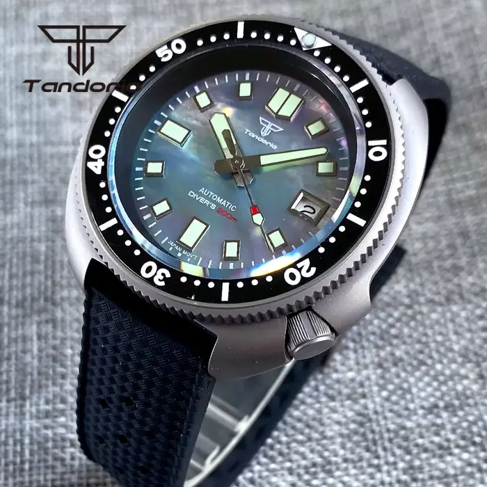 Tandorio titane NH35A 44mm 20Bar montre de plongée automatique légère pour hommes saphir cristal cér
