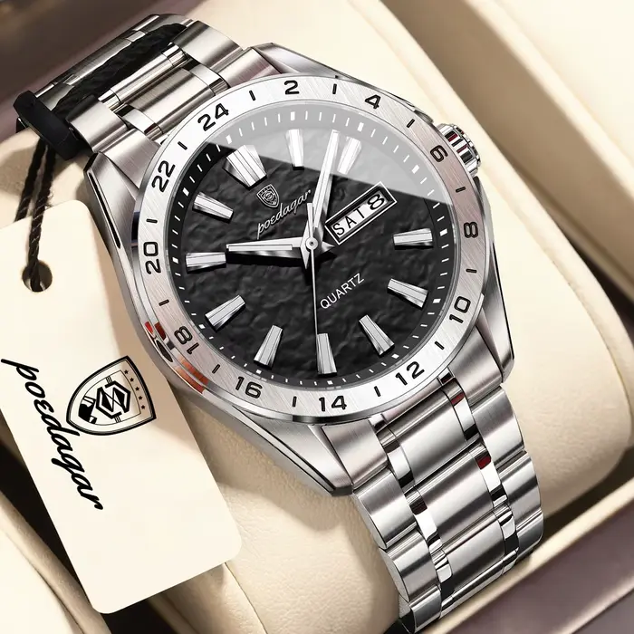 Montres pour hommes POEDAGAR Fashion Business, haute qualité, étanches, lumineuses, avec date et jou