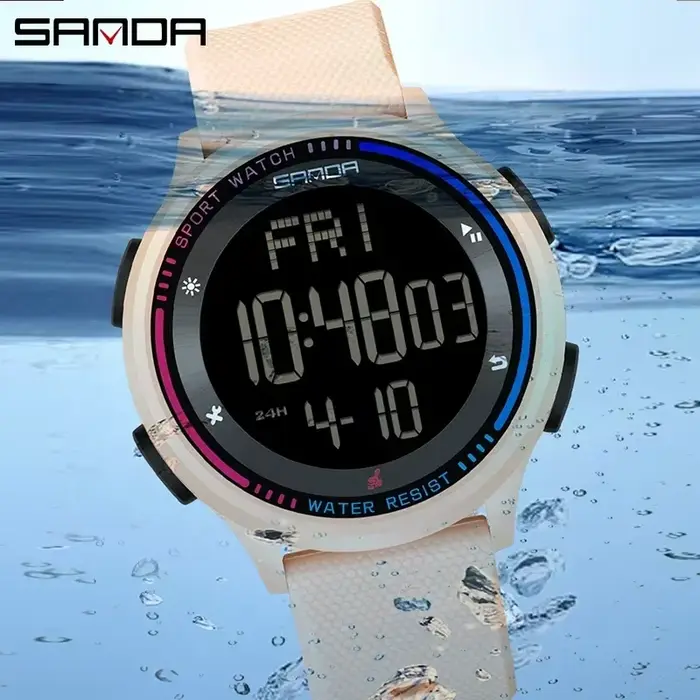 SANDA 6158 étudiant mouvement numérique adolescent garçon fille montre horloge à la mode étanche Sport