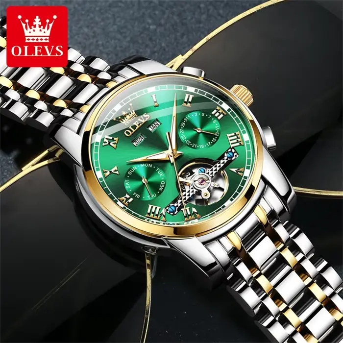 OLEVS 6607 montre automatique de luxe pour hommes évider squelette