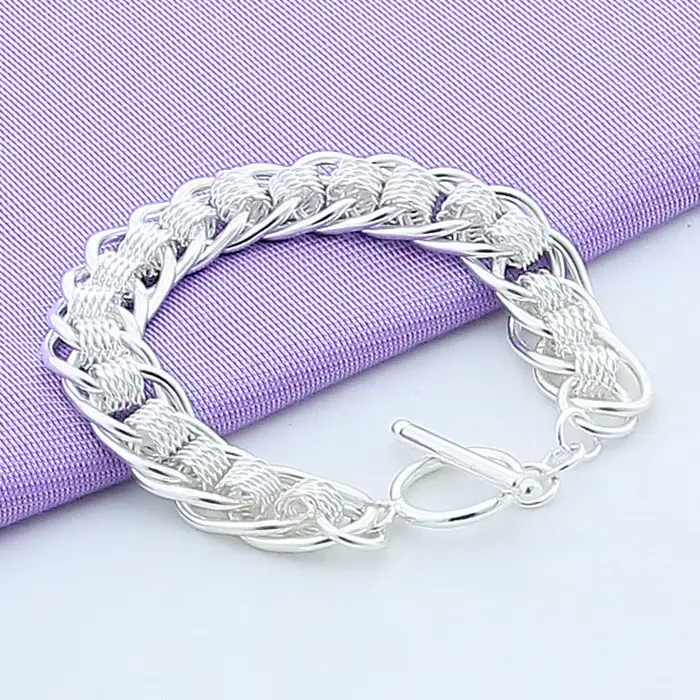 Bracelet tissé multi-cercles en argent sterling 925 pour hommes et femmes