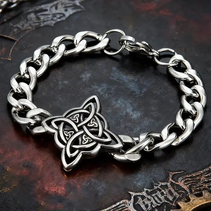 Bracelet Viking à nœud celtique pour hommes - Acier inoxydable