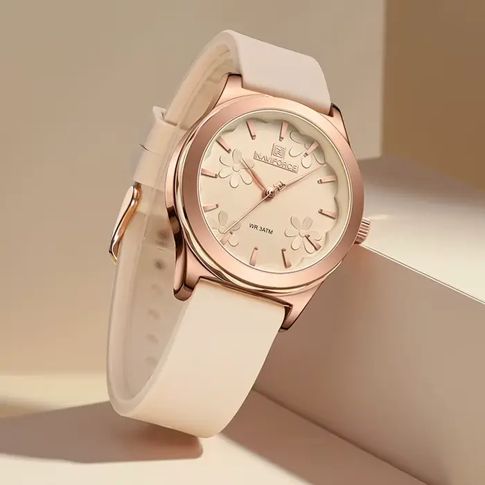 Montre pour femmes NAVIFORCE avec cadran fleuri élégant