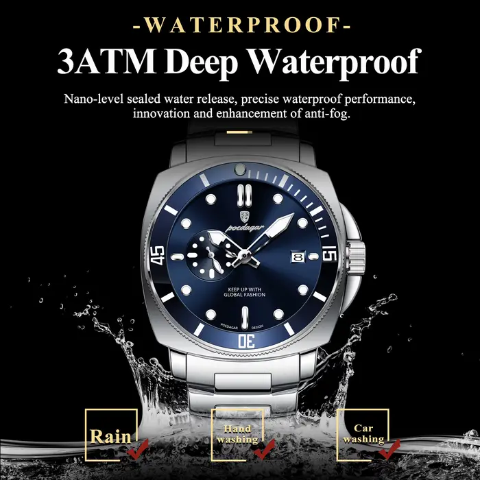 POEDAGAR haut à la mode montre de luxe pour hommes étanche lumineux Date montres pour hommes en acie
