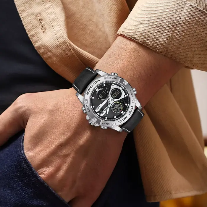 Montres militaires FOXBOX montres de sport chronographe double affichage analogique-digital robuste résistante à l'eau pour hommes aventuriers et collectionneurs