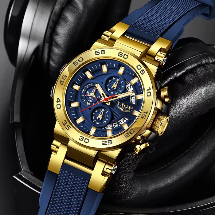 Montre-bracelet LIGE à quartz avec chronographe et résistance à l'eau pour hommes, occasionnels, sportifs, élégants et multifonctionnels