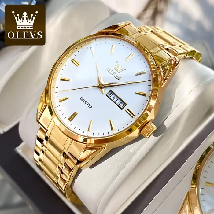 Montre-bracelet quartz pour homme élégante avec affichage de la semaine résistante à l'eau pour occasions formelles et détentes