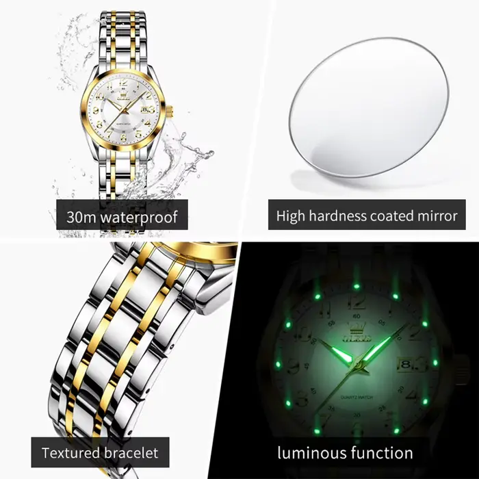 Montre OLEVS Quartz pour Femmes avec Fonction Chronographe et Date Résistante à l'Eau Occasions Spéciales et Quotidienne