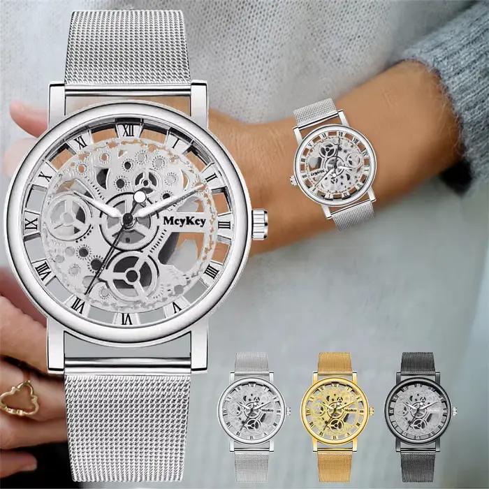 Montre mécanique à cadran creux pour femmes