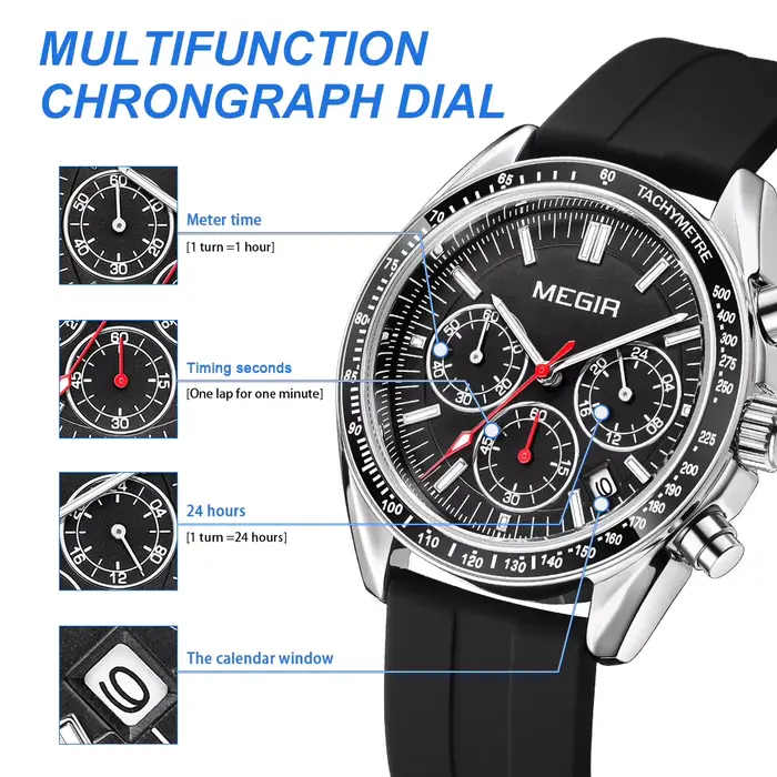 Montre militaire à quartz multifonction pour homme