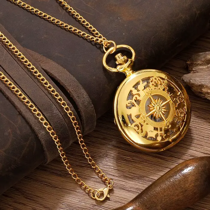 Montre de poche steampunk antique quartz or pour homme et femme occasionnels spéciaux horlogerie vintage analogique-digital