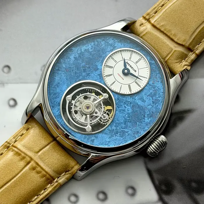 Merkur 100% Tourbillon montre hommes haute fréquence 28800 saphir